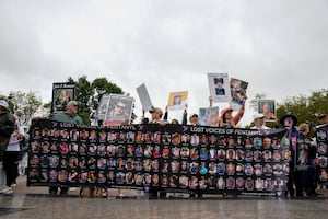 A rally, organized by Lost Voices of Fentanyl, advocates for additional border security while highlighting overdose victims, outside of the White House in Washington, D.C., Sept. 23, 2023.