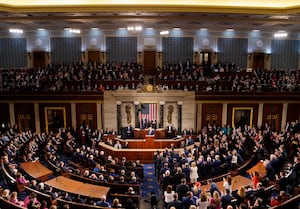 U.S. President Donald Trump speaks during his address to a joint session of Congress at the U.S. Capitol in Washington, D.C., on March 4, 2025.