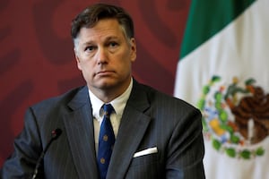 Christopher Landau, former U.S. Ambassador to Mexico, looks on during the signing of a letter of interest to support critical energy Infrastructure in Southern Mexico, in Mexico City, Mexico November 8, 2019.