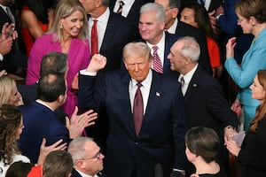 U.S. President Donald Trump arrives for his address to a joint session of Congress in the House Chamber of the U.S. Capitol in Washington, D.C., on March 4, 2025.