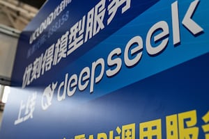 The logo of Deepseek is seen during the Global Developer Conference, organised by the Shanghai AI Industry Association, in Shanghai on Feb. 21, 2025. ught in from the cold -- though experts advise caution.