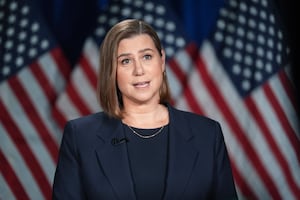 U.S. Senator Elissa Slotkin (D-MI), rehearses the Democratic response to President Donald Trump's address to a joint session of congress on March 4, 2025, in Wyandotte, Michighan.