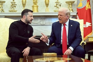 U.S. President Donald Trump and Ukraine's President Volodymyr Zelenskyy meet in the Oval Office of the White House in Washington, D.C., Feb. 28, 2025.