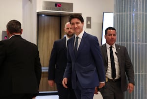 Canada's Prime Minister Justin Trudeau leaves a hotel in West Palm Beach en route to meet U.S. President-elect Donald Trump at Mar-a-Lago in Palm Beach, Florida, U.S., Nov. 29, 2024.