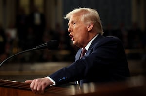 U.S. President Donald Trump speaks during an address to a joint session of Congress at the U.S. Capitol in Washington, D.C., on March 4, 2025.